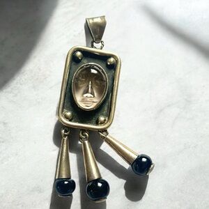 Sold❌Jose Marmolejo Mexico Sterling Silver Carved Face Goddess Warrior Pendant